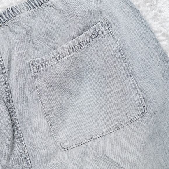 H&M Gray Wash Wide Leg Pull On Denim Jeans Pants Ankle Length Womens Size M - Picture 14 of 15